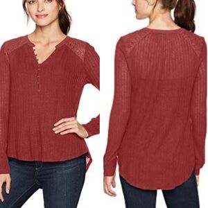 Lucky Brand Purple Long Sleeve Henley Top